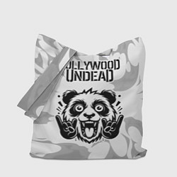 Сумка-шопер Hollywood Undead рок панда на светлом фоне, цвет: 3D-принт