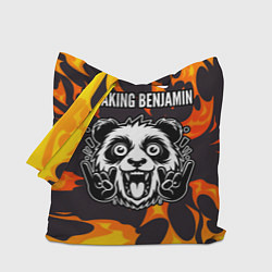 Сумка-шопер Breaking Benjamin рок панда и огонь, цвет: 3D-принт