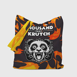 Сумка-шопер Thousand Foot Krutch рок панда и огонь, цвет: 3D-принт