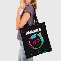 Сумка-шопер Ramones - rock star cat, цвет: 3D-принт — фото 2