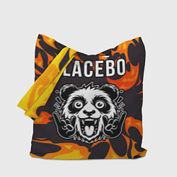 Сумка-шопер Placebo рок панда и огонь, цвет: 3D-принт