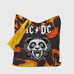 Сумка-шопер AC DC рок панда и огонь, цвет: 3D-принт