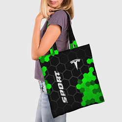 Сумка-шопер Tesla green sport hexagon, цвет: 3D-принт — фото 2