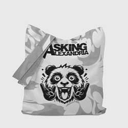 Сумка-шопер Asking Alexandria рок панда на светлом фоне, цвет: 3D-принт