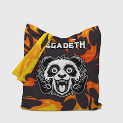 Сумка-шопер Megadeth рок панда и огонь, цвет: 3D-принт