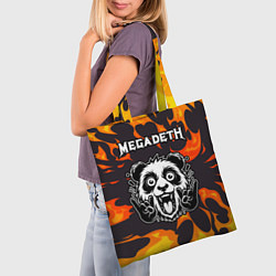Сумка-шопер Megadeth рок панда и огонь, цвет: 3D-принт — фото 2