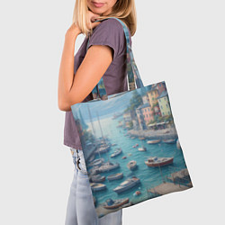 Сумка-шопер Гавань с лодками, цвет: 3D-принт — фото 2
