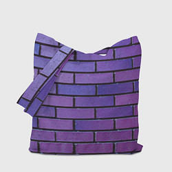 Сумка-шопер Кирпичная стена фиолетовый паттерн, цвет: 3D-принт