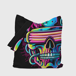 Сумка-шопер Cyber skull - ai art neon, цвет: 3D-принт