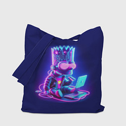 Сумка-шопер Барт Симпсон сидит в лэптопе - нейросеть, цвет: 3D-принт