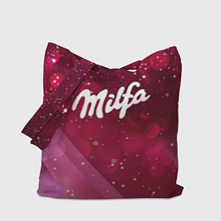 Сумка-шопер Milfa надпись в стиле шоколадки Milka, цвет: 3D-принт