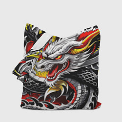 Сумка-шопер Огнедышащий дракон в японском стиле, цвет: 3D-принт