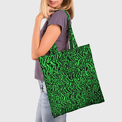Сумка-шопер Чёрно-зелёный абстрактный узор, цвет: 3D-принт — фото 2