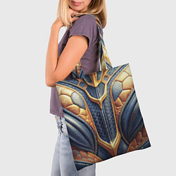 Сумка-шопер Темная кожаная броня с желтой оплеткой, цвет: 3D-принт — фото 2