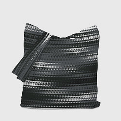 Сумка-шопер Тёмный серый абстрактные полосы, цвет: 3D-принт