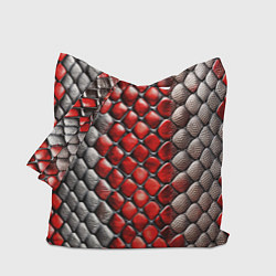 Сумка-шопер Змеиная объемная текстурная красная шкура, цвет: 3D-принт