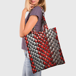 Сумка-шопер Змеиная объемная текстурная красная шкура, цвет: 3D-принт — фото 2