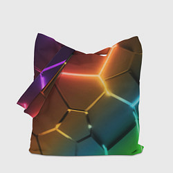 Сумка-шопер Радужные неоновые плиты в разломе, цвет: 3D-принт