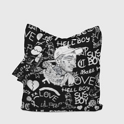 Сумка-шопер Lil Peep pattern автографы лого, цвет: 3D-принт