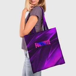 Сумка-шопер Fortnite neon stripes angles logo, цвет: 3D-принт — фото 2