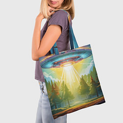 Сумка-шопер UFO In The Forest, цвет: 3D-принт — фото 2