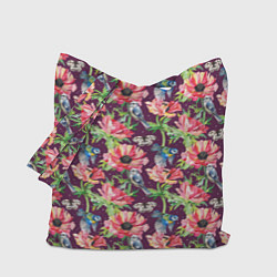 Сумка-шопер Птицы и цветы, цвет: 3D-принт