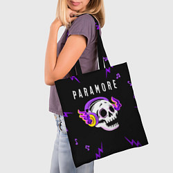 Сумка-шопер Paramore неоновый череп, цвет: 3D-принт — фото 2