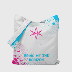 Сумка-шопер Bring Me the Horizon neon gradient style по-центру, цвет: 3D-принт