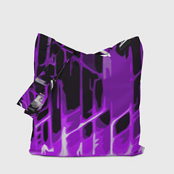 Сумка-шоппер Abstract purple stripes on a black background