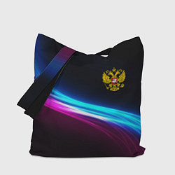 Сумка-шопер Россия неоновые волны, цвет: 3D-принт