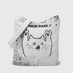 Сумка-шопер Linkin Park 2024 рок кот на светлом фоне, цвет: 3D-принт