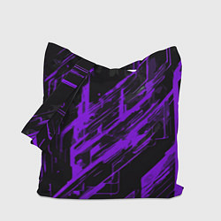 Сумка-шопер Purple stripes on a black background, цвет: 3D-принт