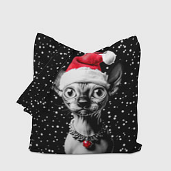 Сумка-шопер Сфинкс в шапке Санты, цвет: 3D-принт