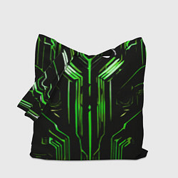 Сумка-шопер Green stripes on a black background, цвет: 3D-принт