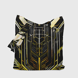 Сумка-шопер Gold lines on a black background, цвет: 3D-принт