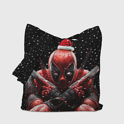 Сумка-шопер Новогодний Дэдпул, цвет: 3D-принт