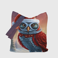 Сумка-шопер Новогодняя кибер сова, цвет: 3D-принт