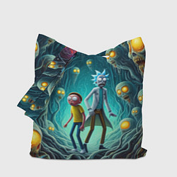 Сумка-шопер Морти и Рик в пещере ужасов, цвет: 3D-принт