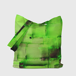 Сумка-шопер Чёрные пятна на зелёном фоне абстракция, цвет: 3D-принт