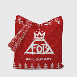 Сумка-шопер Новогодний Fall Out Boy с оленями, цвет: 3D-принт