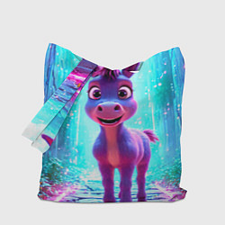 Сумка-шоппер Ослик в неоновых искрах