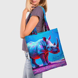 Сумка-шопер Носорог в сказачном лесу, цвет: 3D-принт — фото 2