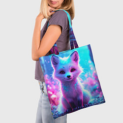 Сумка-шопер Песец в неоновом свете, цвет: 3D-принт — фото 2