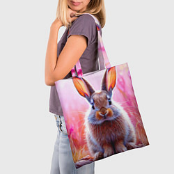 Сумка-шопер Зайчик в розовом, цвет: 3D-принт — фото 2