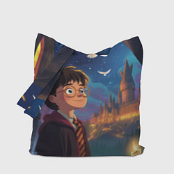 Сумка-шопер Удивленный Гарри Поттер и сова, цвет: 3D-принт