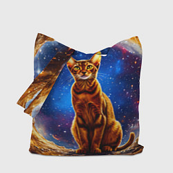 Сумка-шопер Абиссинская кошка в космосе, цвет: 3D-принт