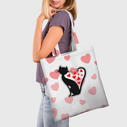 Сумка-шопер Влюбленная кошка, цвет: 3D-принт — фото 2