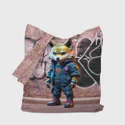 Сумка-шопер Уличный лисёнок на своём районе, цвет: 3D-принт