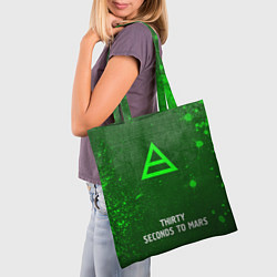 Сумка-шопер Thirty Seconds to Mars - green gradient по-центру, цвет: 3D-принт — фото 2
