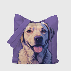 Сумка-шопер Лабрадор на фиолетовом фоне, цвет: 3D-принт